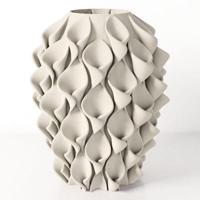 Fleuriek vaas STERRE - Beige H26 cm - Bijzondere designvaas met golvend reliëf - Unieke blikvanger voor tafel of dressoir - Voor zijdebloemen of droogbloemen