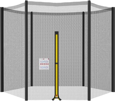 Trampoline Vervangingsnet - Veiligheidsnet Trampoline - Trampoline Veiligheid - UV- en Scheurbestendig - 305 cm Diameter - Zwart