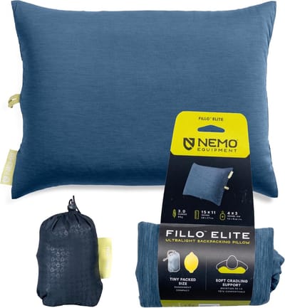 SnelShoppen - Ultralicht Backpack Kussen Fillo Elite - Comfortabel en Compact - Blauw/Citroen - Ideaal voor Camping, Trekking en Reisgebruik