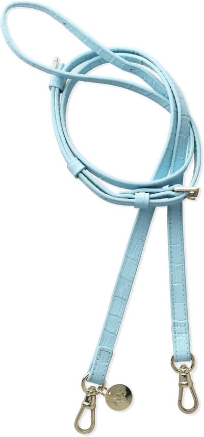 AVY Crossbody Telefoonkoord | Leren Crossbody | Lang Koord | voor Hoesjes met Koordhaakjes | Geschikt voor iPhone, Samsung en meer | 130cm | Luxe lederen stijl | Leather Croco Blauw