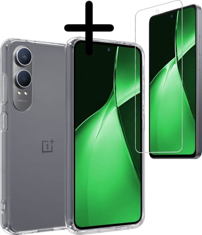 Hoesje Met Screenprotector - Geschikt voor OnePlus Nord CE 4 Lite - Sterk & Shockproof - Back Cover - Siliconen Case - Telefoon Hoes - Transparant