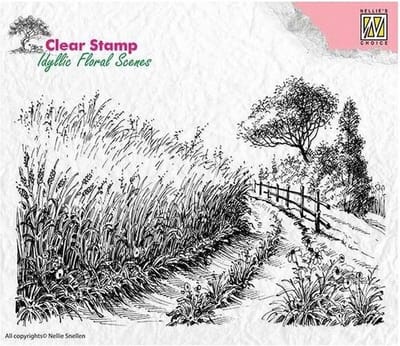 IFS005 - Nellie Snellen Idyllic Floral Scenes - achtergrond stempel - clearstamp maisveld en landweg - landelijk