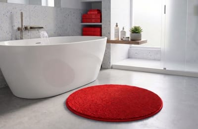 FLOORDIREKT Badmat SKY - Badmat in Vierkant & Rond - Antisliprug - Bessenrood - Rond - 95 cm