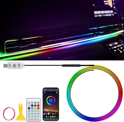 LED Interieurverlichting voor Auto - 168 RGB Strip met 6 Miljoen Kleuren en 210 Dynamische Lichtmodi - 110 cm Auto Sfeerverlichting