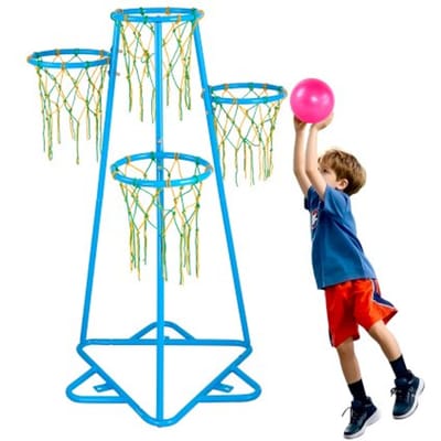 VEVOR basketbalring voor kinderen, basketbalring met 4 baskets voor kinderen, draagbare basketbalstandaard met verstelbare hoogte en 3 ballen, basketbalspeelset voor kinderen van alle leeftijden, jongens en meisjes