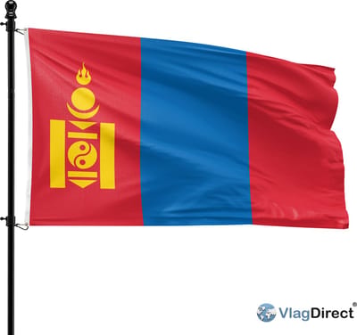 VlagDirect - Mongoolse vlag - Mongolië vlag - 90 x 150 cm