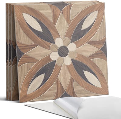 Coloray Wandpanelen Zelfklevend - Bloemenpatroon van hout Zelfklevende Wandpanelen - 50 cm x 50 cm - Bruin Wandpaneel PVC - 5 stuks - Texturen Wandpanelen Zelfklevend - Wandpaneel Keuken - Wandpanelen Badkamer