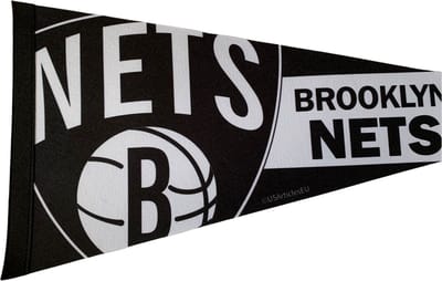 USArticlesEU - Brooklyn Nets - NBA - Vaantje - Basketball - Sportvaantje - Pennant - Wimpel - Vlag - Zwart/Wit - 31 x 72 cm