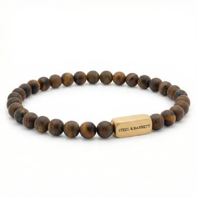 STEEL & BARNETT - Kralenarmband Heren - Natural Ned - Tijgeroog - Maat S