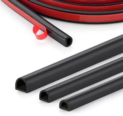 23FT Silicone D-Vormig Afdichtstrip - Zelfklevend - Isolatiestrip - Kloof 1/8"tot 1/4" - 3/8"Breed × 1/4" Dik - Zwart