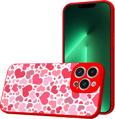 Smartphonica Telefoonhoesje Geschikt voor iPhone 13 Pro met Hartjes opdruk - TPU Back Cover Case Hearts Design - Rood geschikt voor iPhone 13 Pro