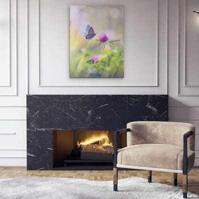 Artaza Canvas Schilderij Vlinder - 60x80 cm - Wanddecoratie Bloemen - Muurdecoratie Klaver - Decoratie Vlinders