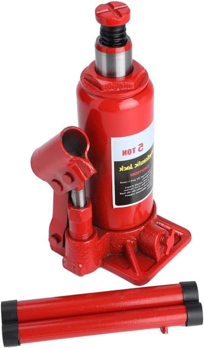 Hydraulische Krik - Autokrik Fles - Voertuig Ondersteunen - Verstelbare Schroefstang - 5 Ton Capaciteit - Rood
