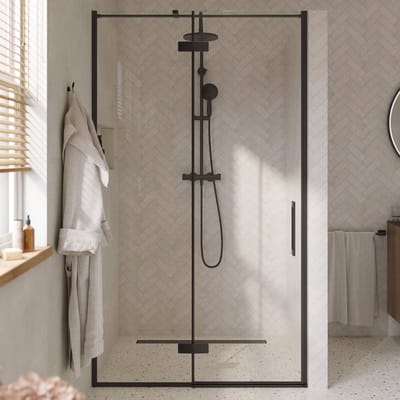 Saqu Grace draaideur met vast paneel links incl. antikalk 120x210cm mat zwart
