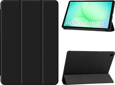 Arara Hoes Geschikt voor Samsung Galaxy Tab A11 8.7 inch - Tri-Fold bookcase met auto/wake functie - Zwart