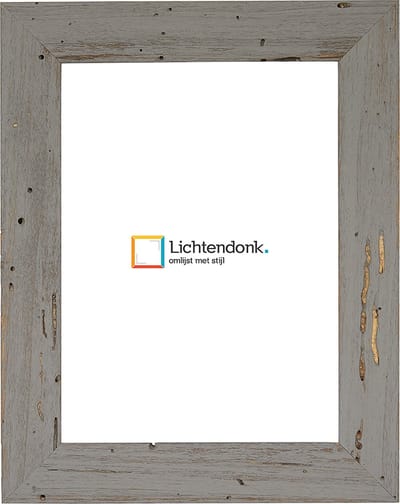 Fotolijst - Fotokader Grijs Verouderd Hout - met echte houtworm gaatjes - Fotomaat 42x59,4 - Ontspiegeld ACRYLITE - Art.nr. 10099684425943