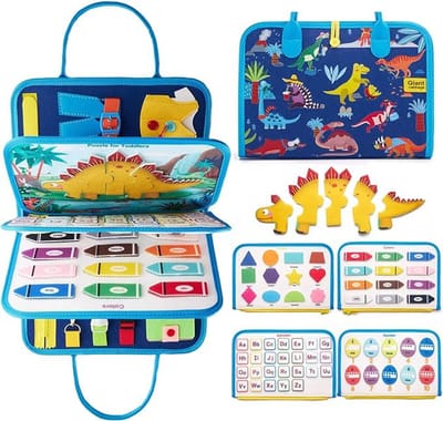 Montessori Activiteiten Boek - Educatieve borden voor kinderen - educatief speelgoed van vilt - sensorisch speelgoed - cadeaus - Bos Dinosaurus