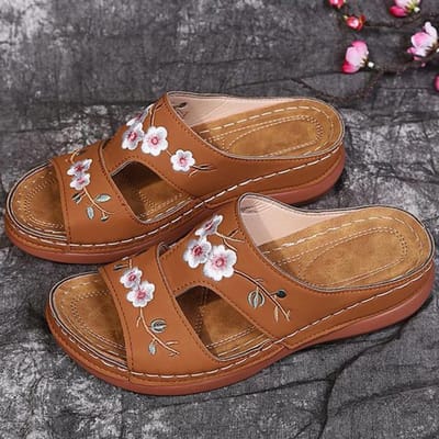 Zomersandalen Schoenen Dames Peep Toe Schoenen Vrouw Bloemsandalen Vrouw Comfortabele Dames Slippers Retro Sandalen Zapatillas Mujer 35