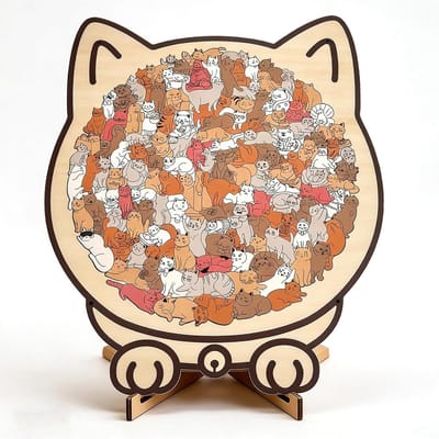 Dailygoods- Kattenpuzzel 135 stukjes - Houten Puzzel - Onregelmatige Vormen - Creatief Cadeau - Meditatieve Puzzelervaring - Hoogwaardige Decoratie - Legpuzzel