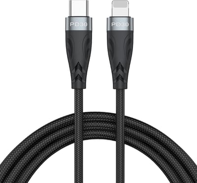 USB-C naar 8-pin oplader adapter kabel geschikt voor iPhone en iPad - - geschikt voor Lightning - oplaadkabel - 1 meter - Zwart - Provium