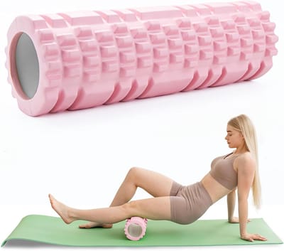 OIMG Yoga massagerol - 30x8cm - Foamroller - Fascia-rol - Massageroller - voor Het Masseren Van Triggerpoints Op de Rug, Nek, Taille en Benen Tijdens Fasciale Training - Roze
