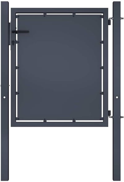 Tuinpoort Staal - Hekdeur Metaal - Toegang Omheining - Inclusief Palen - 100 x 75 cm - Antraciet