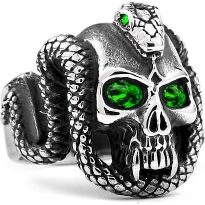 Klassieke Retro Zirkoon Schedel Heren Ring Punk Stijl Rock and Roll Party Locomotief Sieraden Cadeau 7 gray