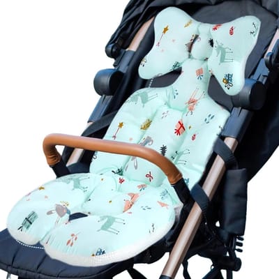 Baby Inzetstuk Kinderzitje - Babykussen Kinderwagen - Comfortabel Reizen - Ademend Mesh Achterkant - 68 x 34 cm - Groen
