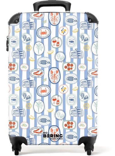 NoBoringSuitcases.com - Koffer - Gestreepte zomer print kleurrijk - Past binnen 55x40x20 cm en 55x35x25 cm - Trolley handbagage - Valiezen met wieltjes volwassenen - Reiskoffer op wielen - Rolkoffer lichtgewicht