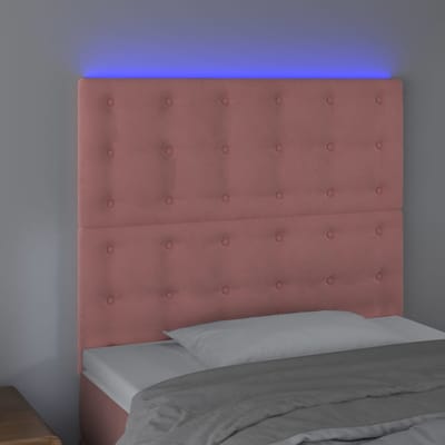 vidaXL - Hoofdbord - LED - 100x5x118/128 - cm - fluweel - roze