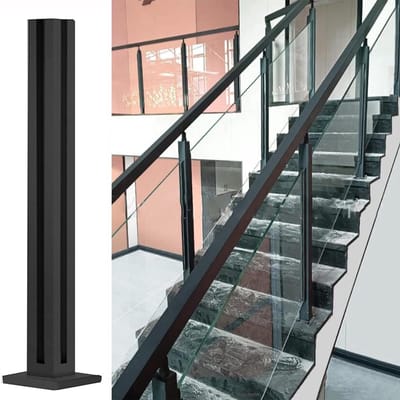 Glazen Leuningpalen - Balustrade Systeem - Veilige Trappen - Verticale Glasplaat - Roestvrij Staal - Zilverkleurig