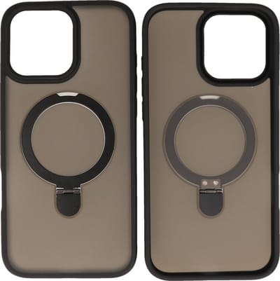 MagSafe Hoesje Geschikt voor iPhone 16 Pro - Camera Beschermer Case met Staande Functie - Zwart
