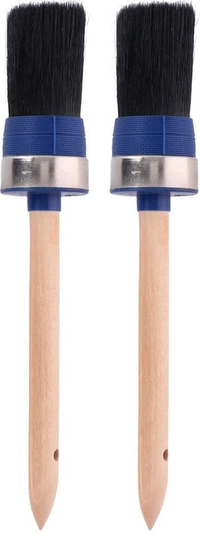 Set van 2x Ronde verfkwast - D 4,5 x 25 cm - Waterbasis - Verfkwasten - Schilder benodigheden - Verf materiaal - Schilderen & Verven