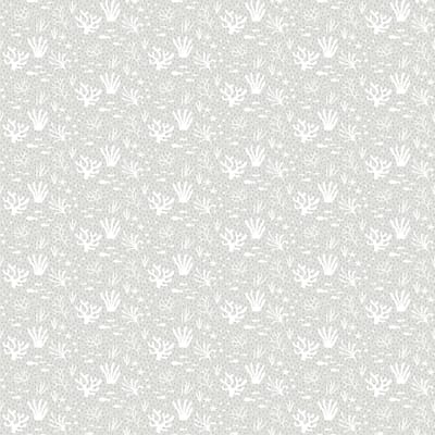 Behang - Koraal - Onderwaterwereld - Lichtgrijs Wit - Zee - Babykamer Neutraal - Kinderkamer - Vliesbehang - 0,53 x 10,05 M - Happy