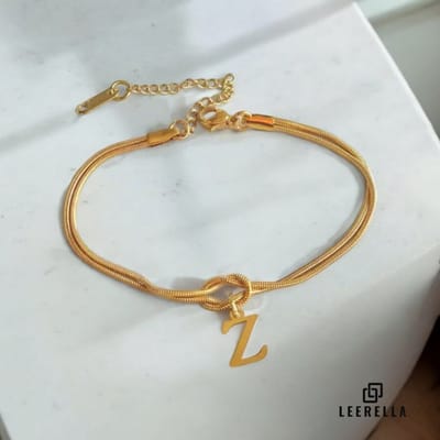 Leerella | Z | Stijlvolle Letter Armband van Hoogwaardig RVS in Goudkleur met Initialen – Perfect voor Dames en Heren | Luxe Accessoire met Persoonlijke Touch Moederdag, Valentijnsdag en Verjaardag Cadeau 16+5cm