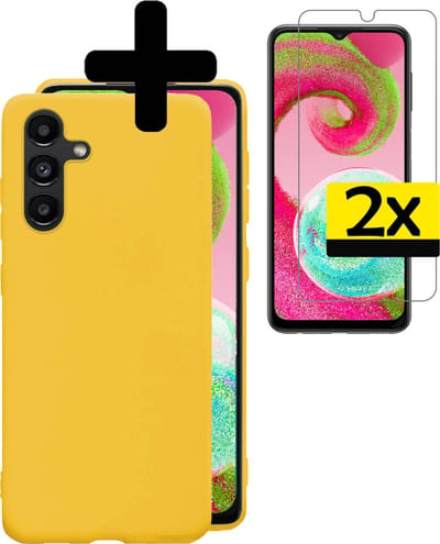 Hoesje - Met 2x Screenprotector - Geschikt voor Samsung Galaxy A04s - Sterk & Shockproof - Back Cover - Siliconen Case - Telefoon Hoes - Telefoonhoesjes - Geel