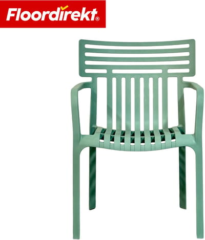 Floordirekt Tuinstoel Terrano - Stapelbare Designstoel Weerbestendig & UV-Bestendig - 1 Stuk - Groen - Ideaal Voor Tuin, Balkon & Terras - Modern, Stevig & Onderhoudsvriendelijk - Comfortabele Outdoor Stoel Voor Elke Buitenruimte