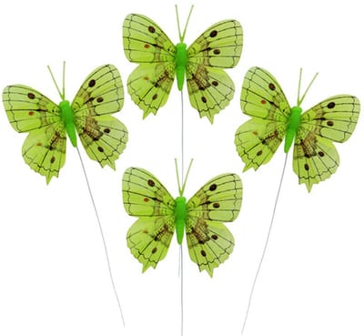 Decoratieve vlinders groen 8cm 6st