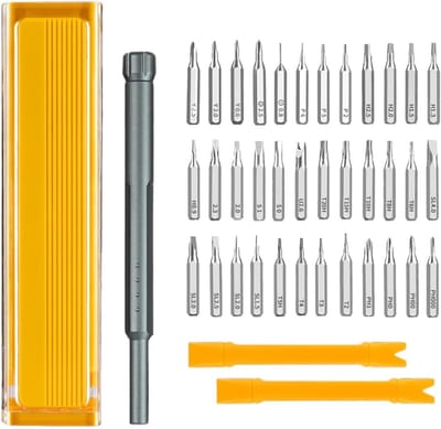 Schroevendraaierset - Precisie Tool Kit - Elektronica Reparatie - 41 Delige Set - Compacte Doos - Geel