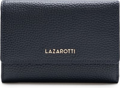 Lazarotti Leren portemonnee Bologna Leather Zip Wallet With 15 Card Slots Navy donkerblauw