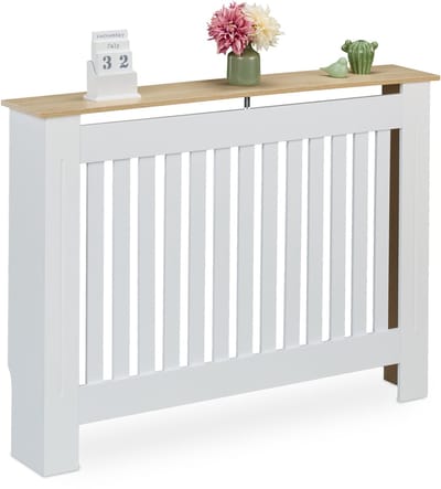 Radiatorombouw - 83x112x19 cm - landelijk - met plank - wit