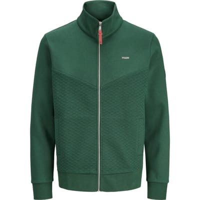 Jack & Jones groene heren vest   High neck halslijn   Regular fit   Steekzakken   Structuur patroon   Ritssluiting   Duurzaam   Lange mouw Groen L