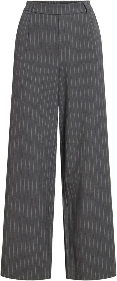 Vila Broek Vivarone Pattern Hw Wide Pant - Noo 14089556 Dark Grey Melange/cloud Dancer Pins Dames Maat - W40