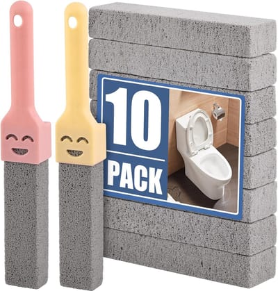 BOTC Puimsteen voor Reiniging 10 Stuks - met 2 Handgrepen - voor het Reinigen van Toiletten, Badkamers, Keukens, Spa's, Zwembaden