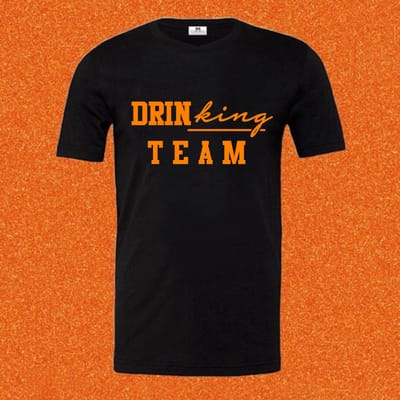 Shirt Koningsdag-Drinking Team-Oranje Kleding-WK Feestkleding dames en heren-Maat S