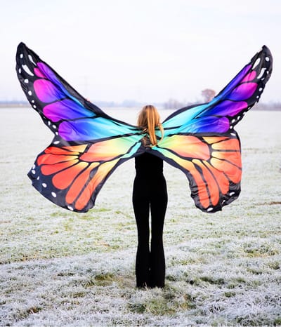 KIMU® Grote Vlinder Vleugels Kinderen Regenboog - Maat 134 140 146 152 158 164 - Kostuum Pak Vlindervleugels Kind Kinder Butterfly Festival