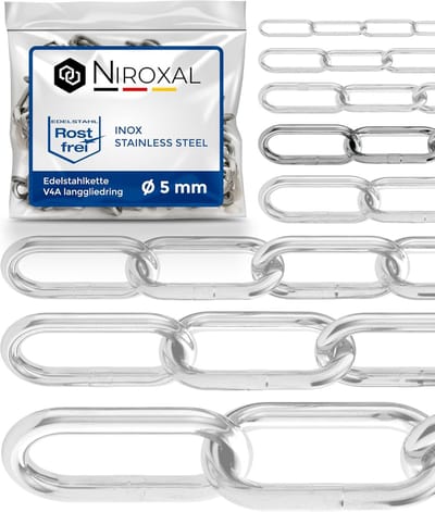 Roestvrijstalen Ketting - Metaal Ketting RVS - Bevestigen Ophangen - Zeer Hoge Corrosieweerstand - 4 Meter 5mm - Zilverkleurig