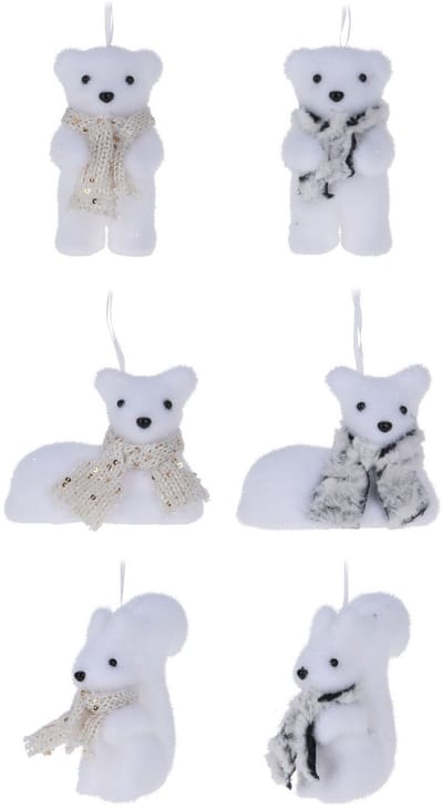 Kersthanger winterdieren karton decoratie set van 24 multicolor.