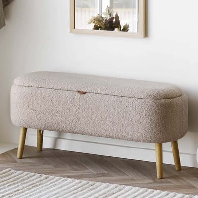 House Collection Bouclé Hocker Tova Beige