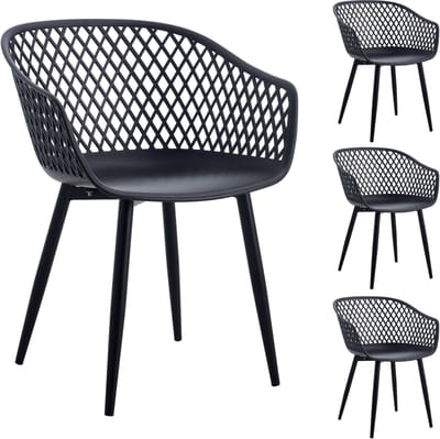 Tuinstoelen MADEIRA, set van 4 - Zwart